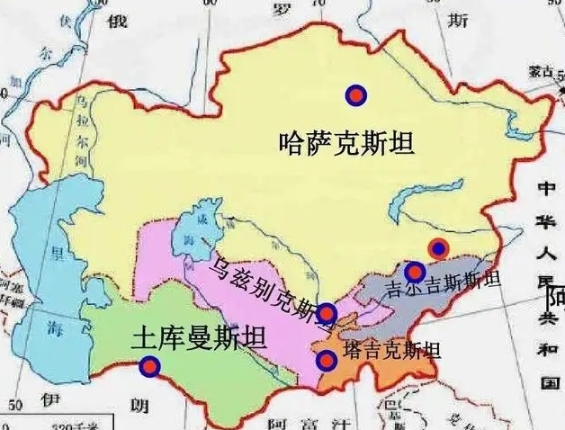 中亚地图